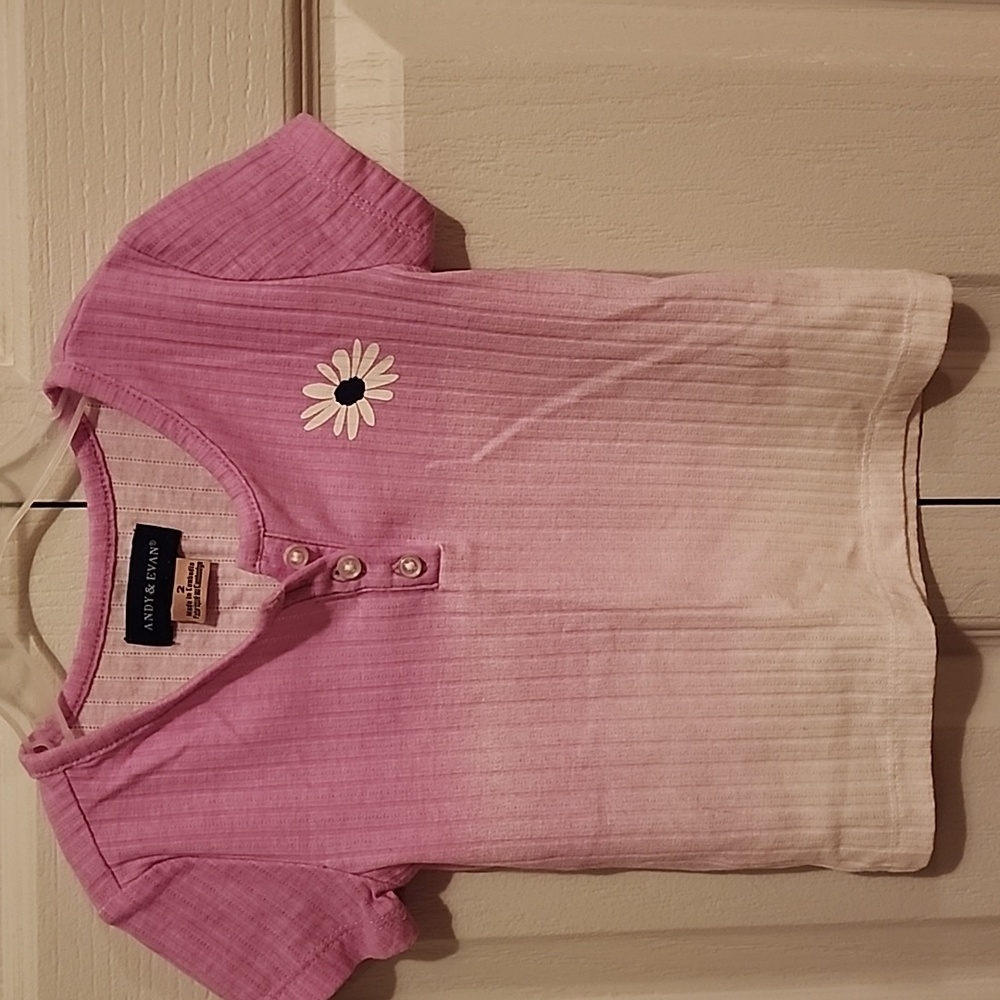 🌼 Andy & Evan Pink Kids Shirt with Daisy Embroidery